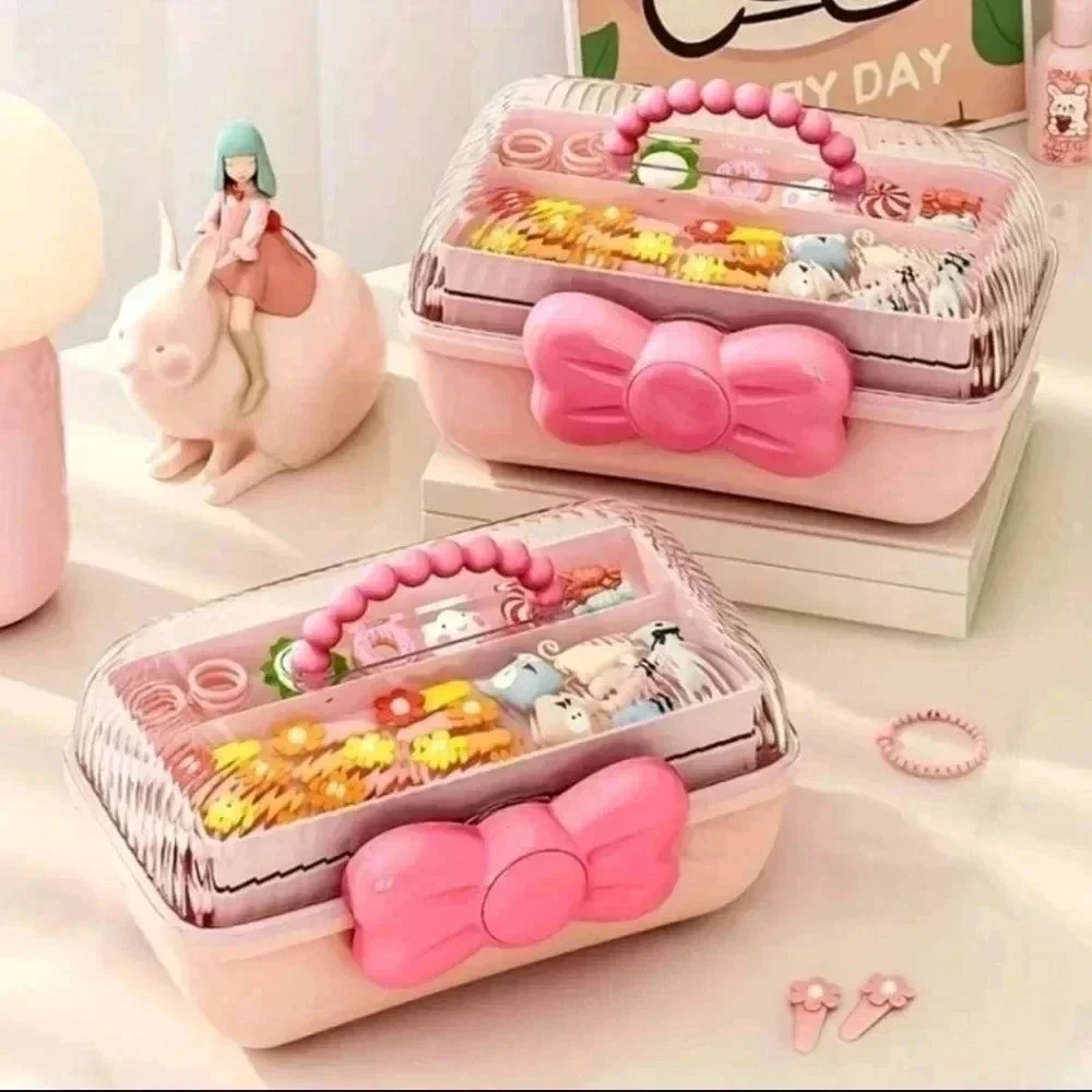 Cute pink cartoon style jewelry bin for women's hair accessories jewelry storage